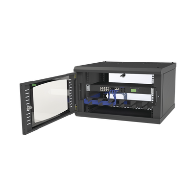 Gabinete para Montaje en Pared, Puerta de Cristal Templado, Cuerpo Fijo con Rack 19" de 6 Unidades. - Imagen 5