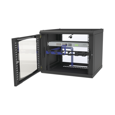 Gabinete para Montaje en Pared, Puerta de Cristal Templado, Cuerpo Fijo con Rack 19" de 9 Unidades - Image 4