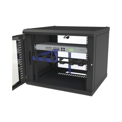 Gabinete para Montaje en Pared, Puerta de Cristal Templado, Cuerpo Fijo con Rack 19" de 9 Unidades - Image 5