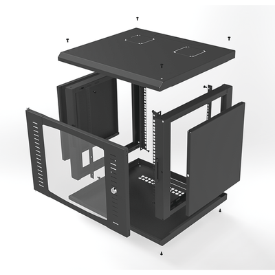Gabinete para Montaje en Pared, Puerta de Cristal Templado, Cuerpo Fijo con Rack 19" de 9 Unidades - Image 7