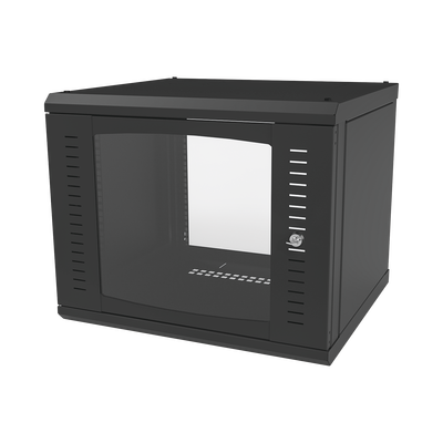 Gabinete para Montaje en Pared, Puerta de Cristal Templado, Cuerpo Fijo con Rack 19" de 9 Unidades