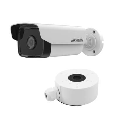 KIT DE CÁMARA + MONTAJE / Bala IP 4 Megapixel / Lente 4 mm / 50 mts IR / WDR 120 dB / Exterior IP67 / Hik-Connect P2P / H.265+ / PoE