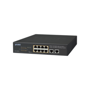 Switch de Escritorio de 8 Puertos 10/100TX 802.3at PoE+ / 2 Puertos 10/100TX / 120W PoE Budget / Modos Standard, VLAN y Extendido / Distancia Extendida Hasta 250m