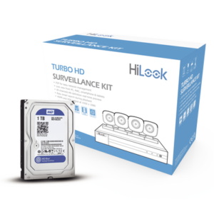 KIT TurboHD 1080p / DVR 4 canales / 4 Cámaras Bala de Metal / Fuente de Poder / 1 Disco Duro 1TB / Accesorios de Instalación