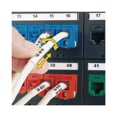 Casete de 100 Etiquetas Autolaminadas Turn-Tell, Con Rotación para Mejor Visibilidad, para Cables de Redes de Cobre o Fibra Óptica, de 5.5 a 7.1 mm de Diámetro - Image 4