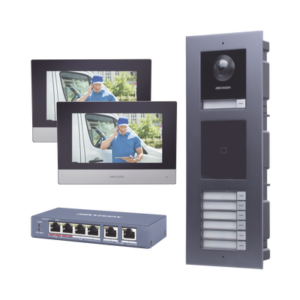 KIT de Videoportero IP para 7 DEPARTAMENTOS con llamada a App de Smartphone y Lector de Tarjetas EM / 2da Generación (Modular) / Montaje para EMPOTRAR incluido
