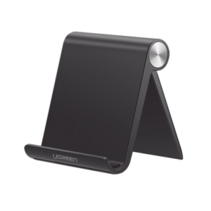 Soporte de Escritorio para Teléfono Celular / Ajustable de 0° a 100° / Goma Antiarañazos / Antideslizante / Amplia Compatibilidad con dispositivos de 4'' a 7.9'' / Plegable / ABS / Color Negro