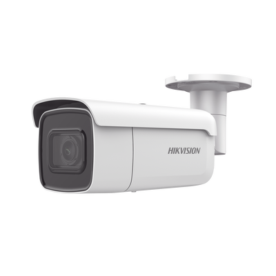 Bala IP 8 Megapixel (4K) / Serie PRO + / 50 mts IR EXIR / Lente Mot. 2.8 a 12 mm / Ultra Baja Iluminación IP67 / IK10 / Videoanaliticos Integrados / WDR 120dB / Audio y Alarmas / PoE+