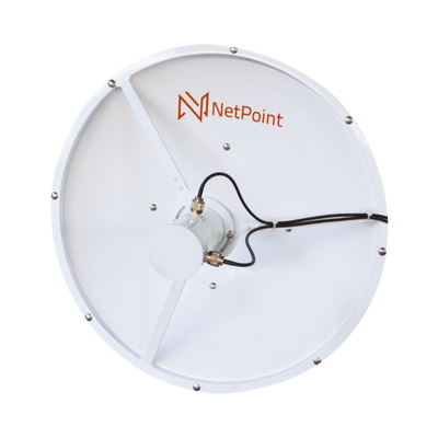 Antena blindada de alto rendimiento de 3 ft, 4 3.3-3.9 GHz, Ganancia 31 dBi, Conectores N-hembra.