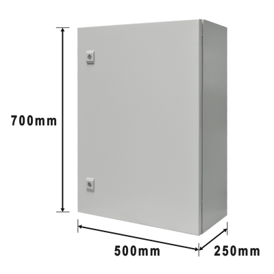Gabinete de Acero IP66 Uso en Intemperie (500 x 700 x 250 mm) con Placa Trasera Interior y Compuerta Inferior Atornillable (Incluye Chapa y Llave). - Image 2