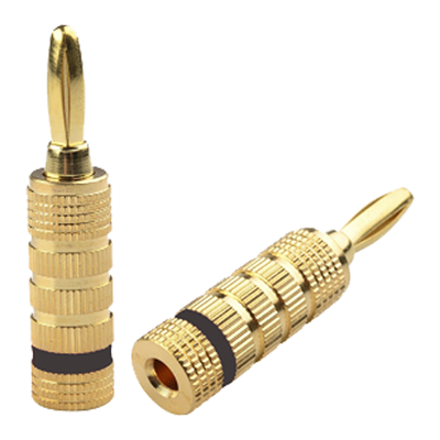Conector Banana Tipo Tornillo para Bocinas | Instalaciones Profesionales de Audio | Chapado en Oro | Color Negro (1 Pieza) - Image 2