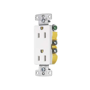 Contacto Duplex Decorador 15A 125V, 2 Polos, 3 Hilos, Color  Blanco (Nema5-15R).