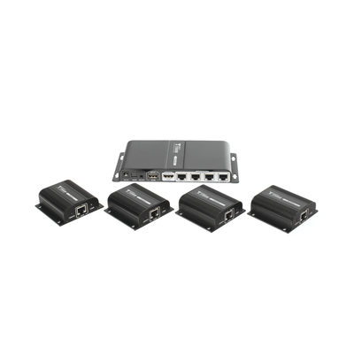 Kit Divisor y Extensor HDMI (Extender Splitter) / Divide 1 Fuente HDMI a 4 Pantallas / Extiende la señal HDMI hasta 40 m / Resolución 1080P @ 60 Hz / Cat 6/6a/7 / Cero Latencia / Salida Loop en el Tx / IR / Alimente solo el Tx (PoC). - Imagen 3
