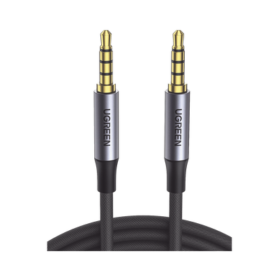 Cable Auxiliar de 3.5mm / Cable Audio Estéreo / Núcleo de Alambre de Cobre Esmaltado / Carcasa de Aluminio Azul + Nylon Trenzado / Soporta Micrófono / 2 Metros
