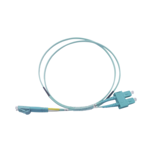 Jumper de Fibra Óptica Multimodo OM3 50/125 LC-SC OFNR (Riser), 2.0 mm, Dúplex, Aqua, 2 metros